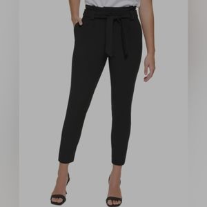 Calvin Klein Petite Tie-waist Mid-Rise Pants 6P Black Women's